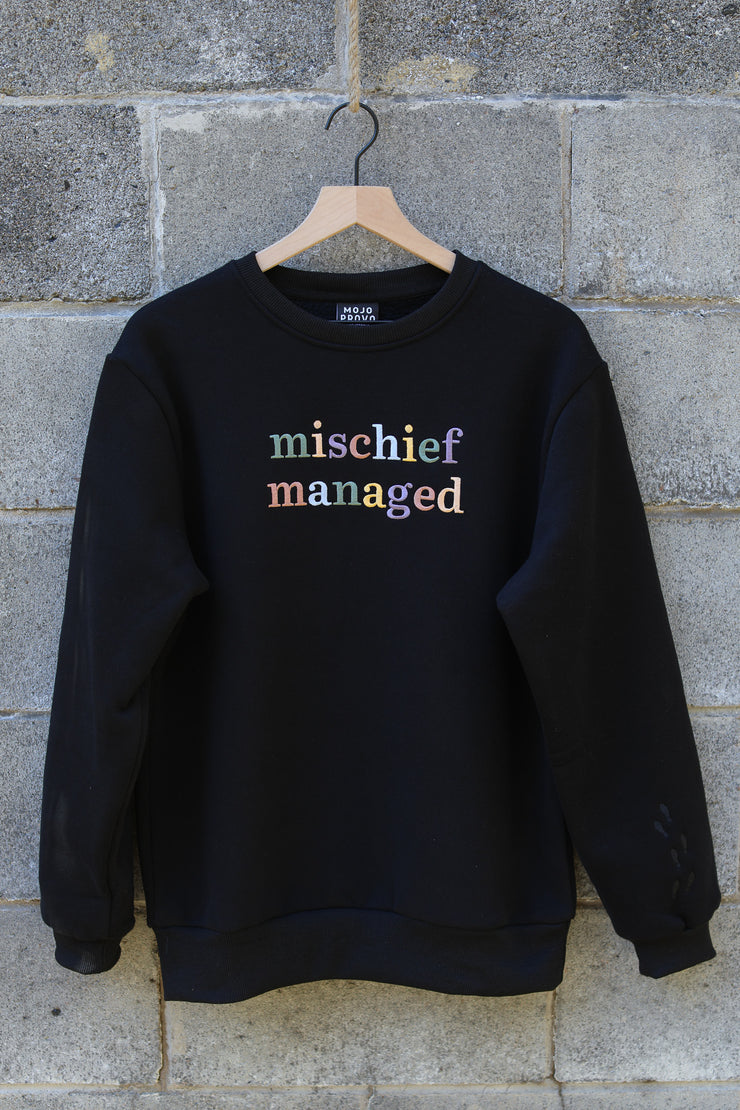 Mischief Managed Multicolored Embroidered Crew