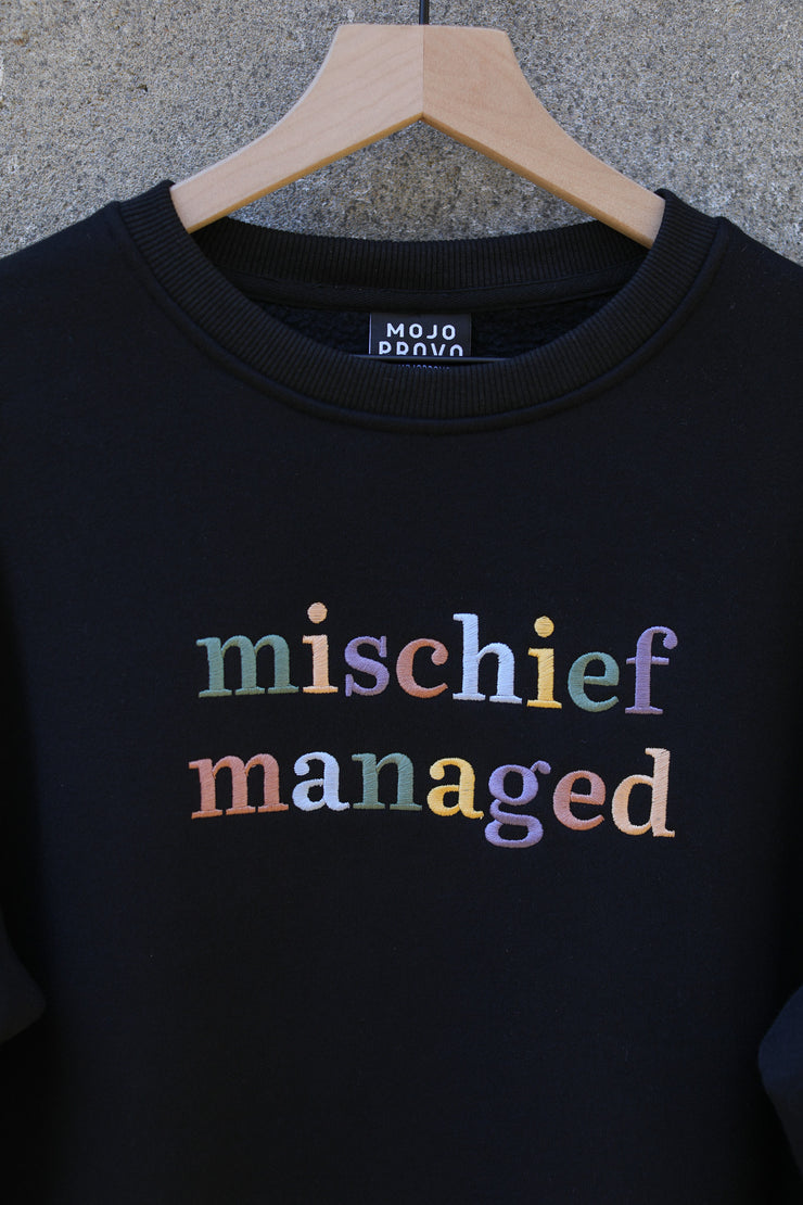 Mischief Managed Multicolored Embroidered Crew